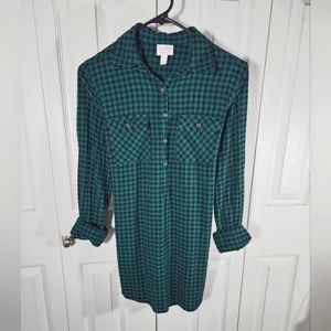 Isabel Maternity Long Sleeve Green Buffalo Check Tunic Blouse, size Small